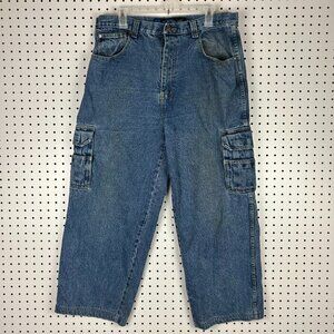 Fiend Baggy Y2K Cargo Jeans 36x28 Wide Leg Streetwear Skater Heavyweight Denim